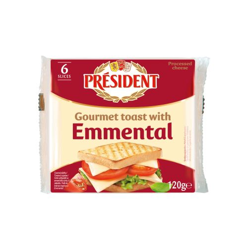 President топено сирене ементал 6 слайса 40% (120 г)