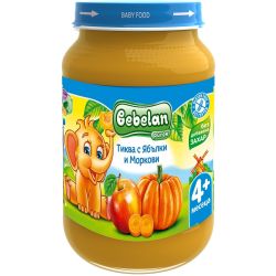 Bebelan пюре с тиква, ябълки и моркови, без добавена захар, 4+ месеца (190 г)