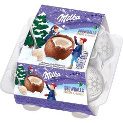 Milka снежни топки с млечен крем, 4 бр. x 28 г (112 г)