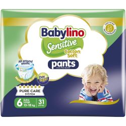 Babylino Sensitive Cotton Soft гащички 6, 13 - 18 кг (31 бр.)