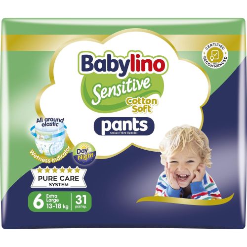 Babylino Sensitive Cotton Soft гащички 6, 13 - 18 кг (31 бр.)