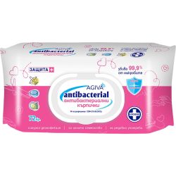 Agiva Antibacterial антибактериални влажни кърпи, розови (72 бр.)