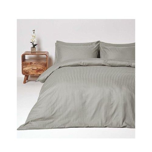 Aglika спален комплект 5 части, сатен, райе, сиво, 220 х 240 см (1 бр.)