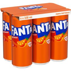 Fanta портокал газирана безалкохолна напитка, 6 бр. х 330 мл (1.98 л)