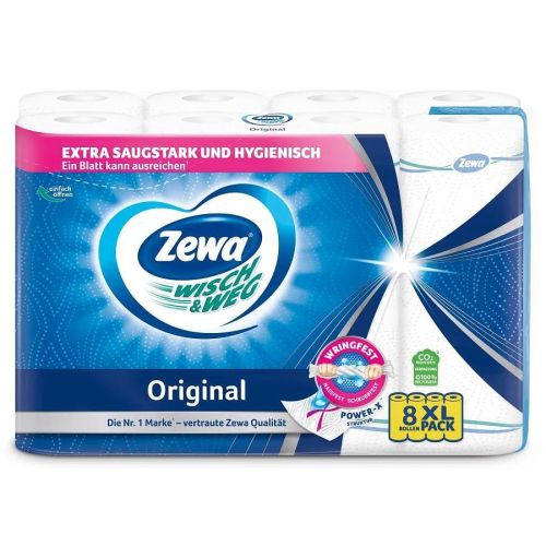 Zewa Wisch & Weg Original двупластова кухненска хартия, 8 бр. х 45 къса (8 бр.)