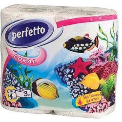 Perfetto тоалетна хартия корал, 3 пласта (4 бр.)