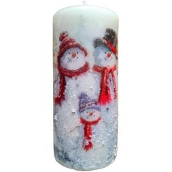 Коледна свещ Снежко и семейство, 15 см (1 бр.)