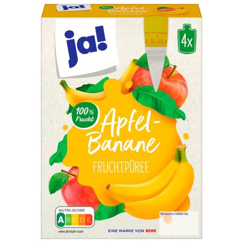 JA! ябълково-бананов мус, 4 бр. х 100 г (400 г)