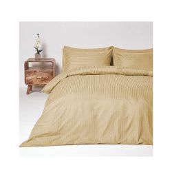 Aglika спален комплект 3 части, сатен, райе, бежово, 150 х 210 см (1 бр.)