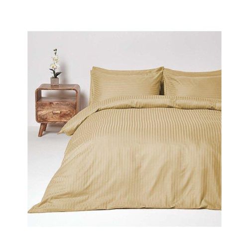 Aglika спален комплект 5 части, сатен, райе, бежово, 220 х 240 см (1 бр.)