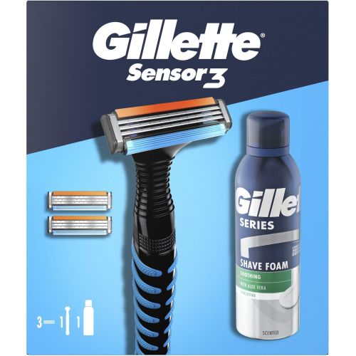 Gillette Sensor3 комплект самобръсначка с 3 ножчета, пяна за бръснене 200 мл (1 бр.)