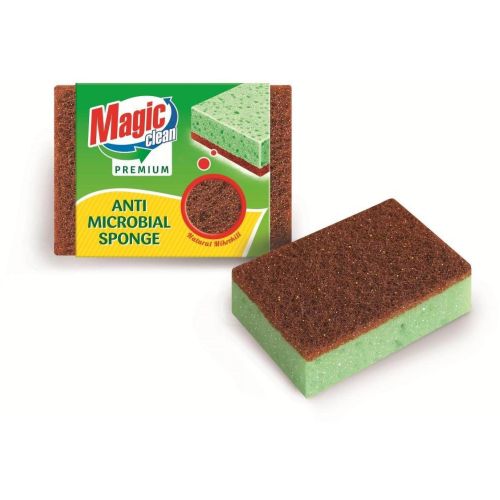 Magic Clean антибактериална домакинска гъба с медна фибра, 2 бр., 10 х 7 х 3.5 см (1 бр.)