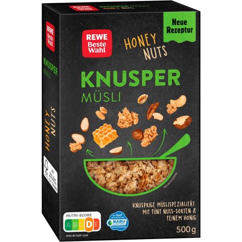 REWE хрупкави мюсли ядки и мед (500 г)