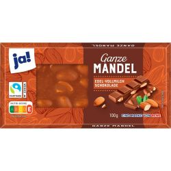 JA! млечен шоколад с цели бадеми (100 г)
