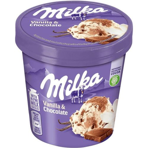 Milka сладолед ванилия и шоколадов, чаша (425 мл)
