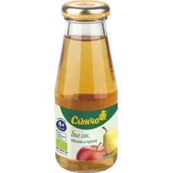 Слънчо бебешки биологичен сок ябълка и круша (200 мл)