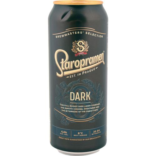 Staropramen тъмна бира, кен (500 мл)