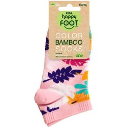 Happy Foottopia Color къси чорапи, бамбук, розови, цветя, Размер 39 - 42 (1 бр.)
