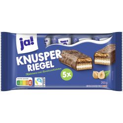 Ja! хрупкав десерт с лешници и шоколад, 5 бр. х 40 г (200 г)