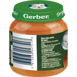 Gerber органик пюре от ябълка, праскова и кайсия (125 г)