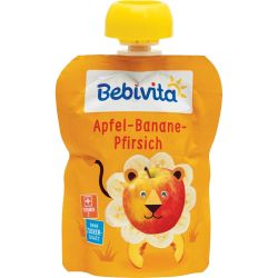 Bebivita плодова закуска ябълка, банан и праскова (90 г)