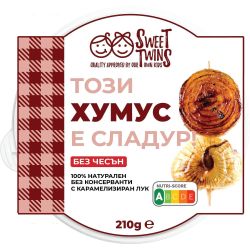 Sweet Twins хумус за офиса карамелизиран лук, без чесън (210 г)