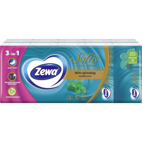 Zewa Softis четирипластови носни кърпи Menthol (10 бр.)
