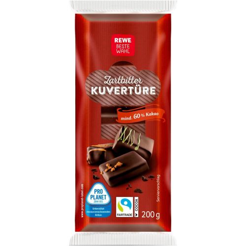 REWE кувертюр от горчив шоколад 56% какао (200 г)