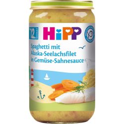 Hipp био спагети с филе от треска от Аляска в кремообразен зеленчуков сос (250 г)