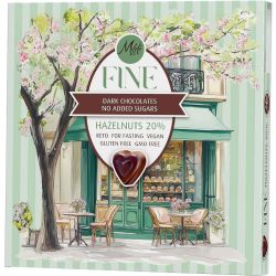 Milete Fine шоколадови бонбони с черен шоколад, малтитол и лешници, без глутен (80 г)