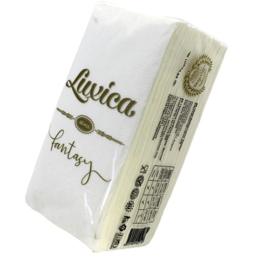 Luxica Fantasy бели салфетки, 2 пласта, 1/8, 40 бр. (40 бр.)