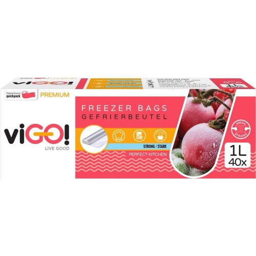 viGO! Premium пликове за фризер, 1 л (40 бр.)