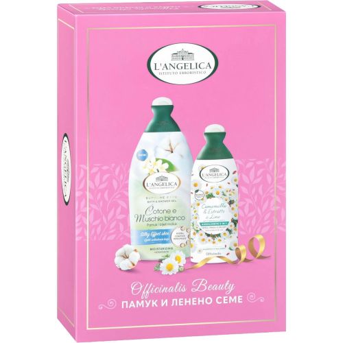 L'Angelica комплект душ гел и пяна за вана памук и ленено семе (1 бр.)