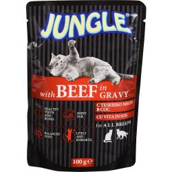 Jungle храна за възрастни котки с телешко месо в сос (100 г)