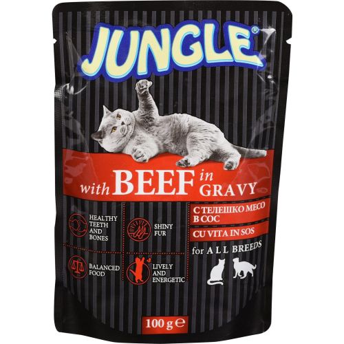 Jungle храна за възрастни котки с телешко месо в сос (100 г)