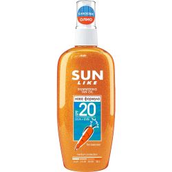 Sun Like слънцезащитно спрей масло с блестящи частици SPF 20 (150 мл)
