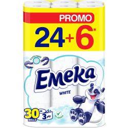 Emeka тоалетна хартия, трипластова, бяла (30 бр.)