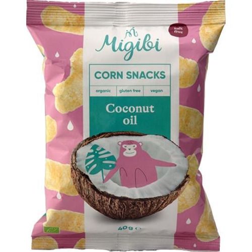 Migibi био царевичен снакс с кокосово масло, без сол, без глутен (40 г)