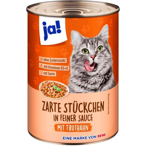 JA! котешка храна крехки пуешки парчета във фин сос (415 г)