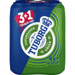 Tuborg светла бира в кен, 4 бр. х 500 мл (2 л)