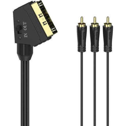 Hama видео кабел 3 чинч in/out към скарт, 1.5 м (1 бр.)