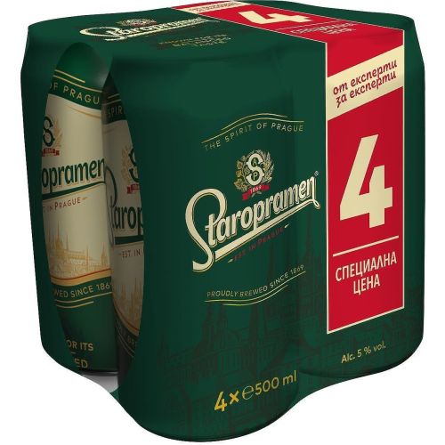 Staropramen бира, 4 бр. х 500 мл (2 л)