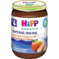 Hipp био млечна каша Лека нощ бисквити и ябълки (190 г)