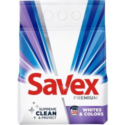Savex Whites & Colors прах за пране, 20 пранета (2 кг)