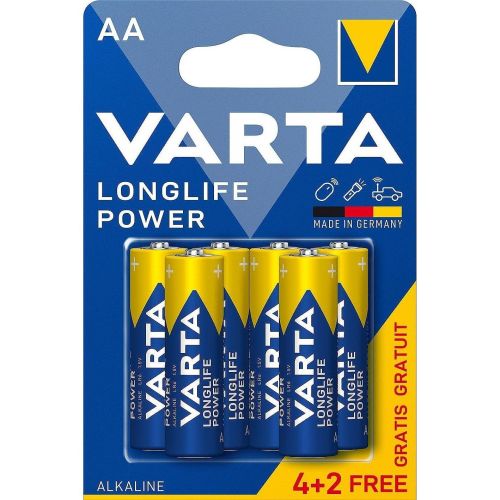 Varta Longlife Power алкални батерии AA, 4 бр. + 2 бр. (6 бр.)