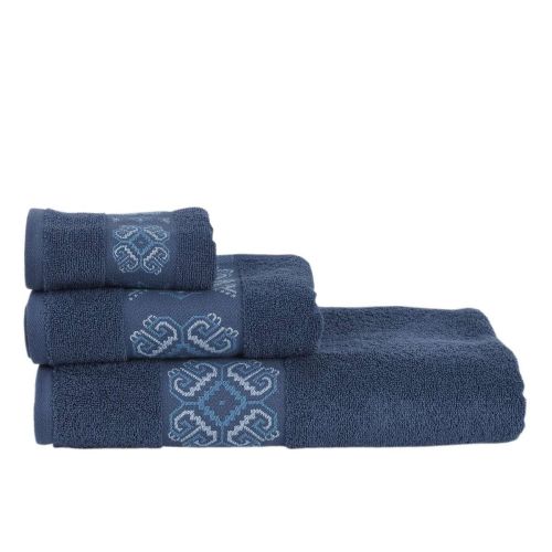 PNG хавлиена кърпа шевица, тъмно синьо, 30 см х 50 см (1 бр.)