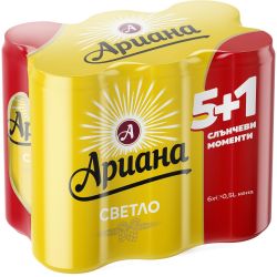 Ариана бира, кен, мултипак, 6 бр. х 500 мл (3 л)