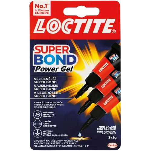 Loctite Super Bond Power Gel секундно лепило гел, 3 бр. х 1 г (3 г)