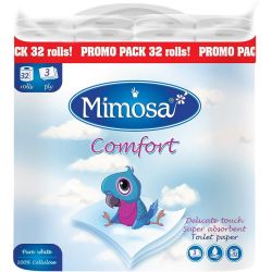 Mimosa тоалетна хартия бяла комфорт, 100% целулоза (32 бр.)