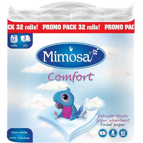 Mimosa тоалетна хартия бяла комфорт, 100% целулоза (32 бр.)